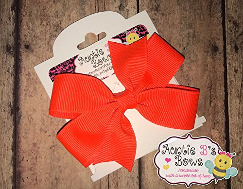 Solid Neon Orange Pinwheel Hair Bow 3inch MADE IN USA