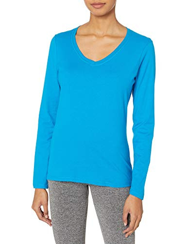 Hanes Women's V-Neck Long Sleeve Tee- Deep Dive- XX-Large