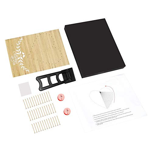 sjlerst 3D Drawing Winding Drawing EVA Winding Nail Picture- DIY Nails Winding Lines Nail String Art Kit- Gift for Home Room-Wood Color Love-