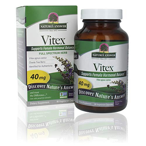 Nature's Answer Vitex Angus Castus Supplement 40 mg Capsules 90 Count | Support Female Hormonal Balance | Mensural Support | Menopause and Fertility Supplement Nature's Answer Vitex Angus Castus Supplement 40 mg Capsules 90 Count | Support Female Hormonal Balance | Mensural Support | Menopause and Fertility Supplement