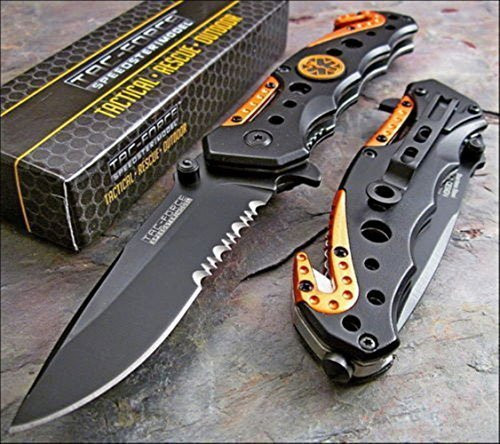 TAC FORCE KNIVES Assisted Opening Rescue Knives BLACK ORANGE EMT Tactical Knife 1 Knife