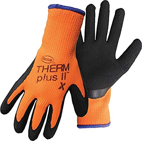 BOSS MANUFACTURING 7843X 656709 Thermal Plus Ii High-Vis Latex Coated Palm Glove- Xlarge- Black Orange