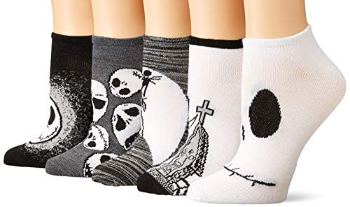 Disney womens Nightmare Before Christmas 5 Pack No Show Casual Sock- Black/White Multi- Fits Sock Size 9-11 Fits Shoe Size 4-10.5 US Disney womens Nightmare Before Christmas 5 Pack No Show Casual Sock- Black/White Multi- Fits Sock Size 9-11 Fits Shoe Size 4-10.5 US
