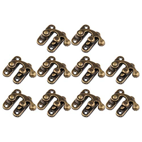 DOITOOL 25pcs Vintage Cabinet Latches Antique Brass Cabinet Right Latch Decorative Cabinet Door Latch for Wooden Jewelry Box Cabinet Cupboard