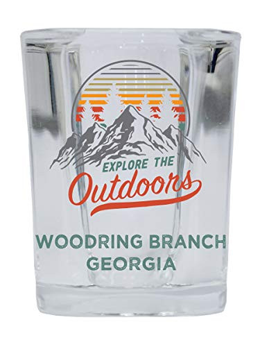 Woodring Branch Georgia Explore the Outdoors Souvenir 2 Ounce Square Base Liquor Shot Glass