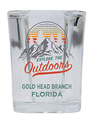 Gold Head Branch Florida Explore the Outdoors Souvenir 2 Ounce Square Base Liquor Shot Glass