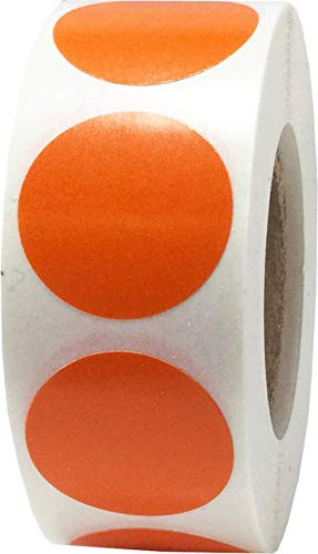 Hot Orange Color Coding Labels for Organizing Inventory 0.75 Inch Round Circle Dots 500 Total Adhesive Stickers On A Roll
