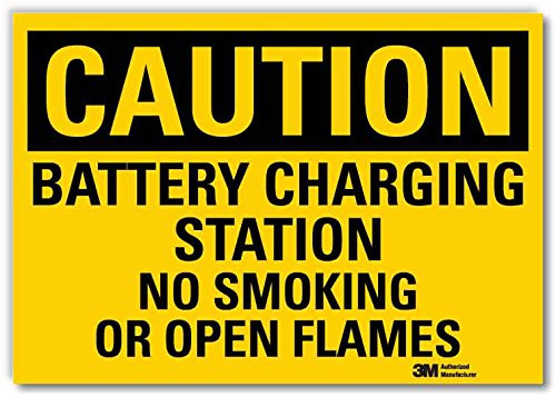 SmartSign Caution - Battery Charging Station- No Smoking Or Open Flame Label | 10inch x 14inch 3M Engineer Grade Reflective