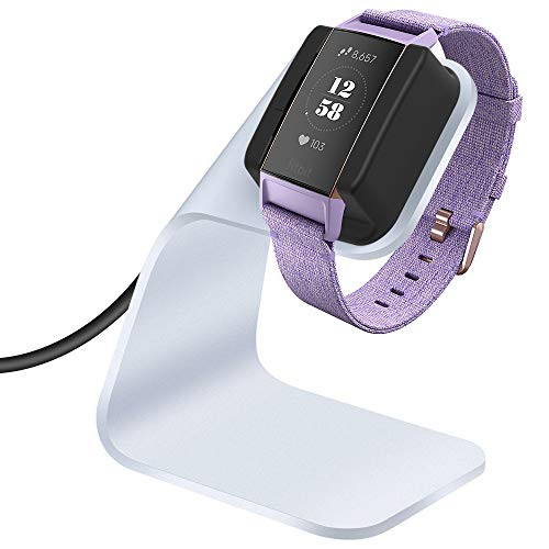 NANW Compatible Fitbit Charge 3 Charger Dock Stand Station, Replacement Charging Cradle Adapter Holder with 4.2 ft USB Charging Cable Accessories Compatible Fitbit Charge 3/ SE Smart Watch Silver