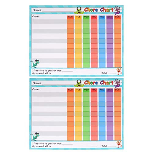 STOBOK Magnetic Chore Chart Behavior Pocket Charts Sticker Reward Responsibility Incentive Kids Whiteboard Dry Erase Board Classroom Home Educational Toys 2pcs