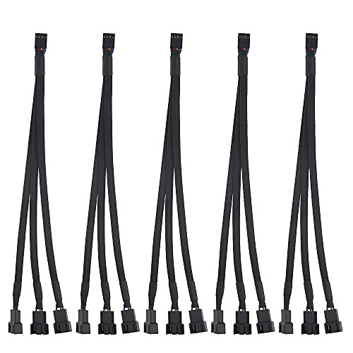 WMYCONGCONG 5 PCS Fan Splitter Cable 4 Pin Y Splitter 1 to 3 Converter PC Fan Power Extension Cable for PWM Fan Case Computer ATX Case
