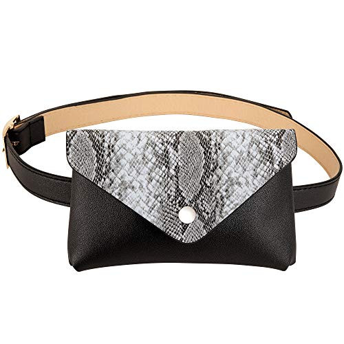 Fanny Packs For Women Fashionable Waist Belt Bag Leather Waist Pack SnakeSkin Crossbody Girls Elegant Cute Travel Purse With Removable Belt Fashion Pouch Casual Alligator Skin Serpentine -Grey-