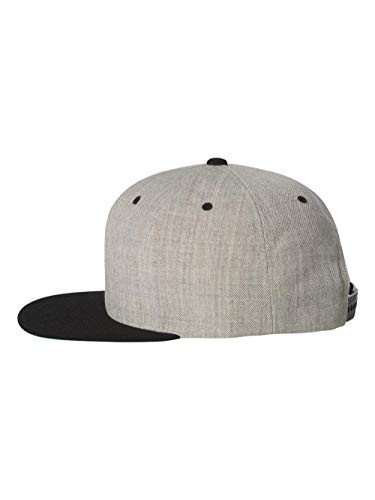Yupoong - Wool Blend Flat Bill Snapback Cap - 6089M Heather/Black