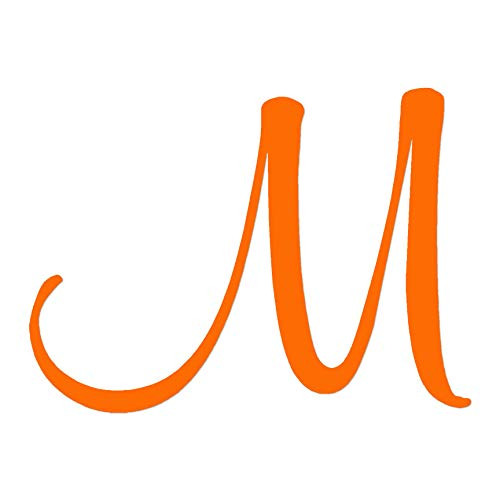 Mural Cursive Font M Initial - Vinyl Decal Sticker - 5.1inch x 3.75inch - Orange Mural Cursive Font M Initial - Vinyl Decal Sticker - 5.1inch x 3.75inch - Orange