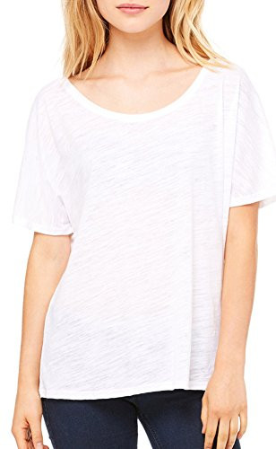 Bella womens Slouchy T-Shirt-8816--WHITE SLUB-S