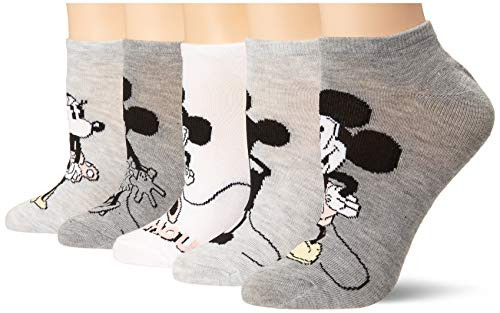 Disney Women's Mickey Mouse 5 Pack No Show- Grey Multi- Fits Sock Size 9-11 Fits Shoe Size 4-10.5 Disney Women's Mickey Mouse 5 Pack No Show- Grey Multi- Fits Sock Size 9-11 Fits Shoe Size 4-10.5