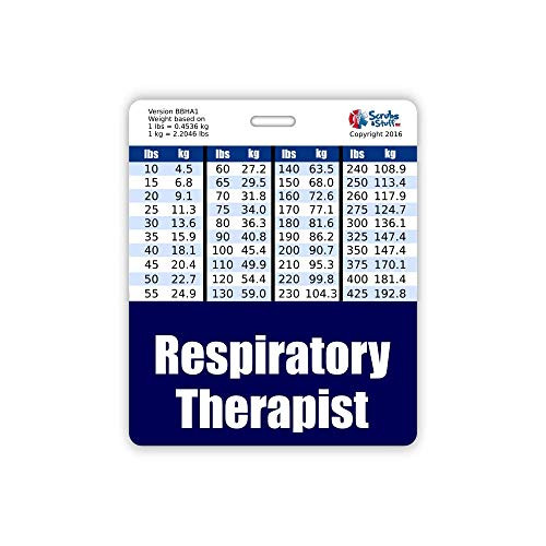 Respiratory Therapist Badge Buddy Horizontal w/Height  and  Weight Conversion Charts -Oversized- Navy-