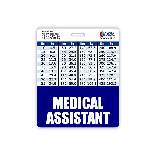 Medical Assistant Badge Buddy Horizontal w/Height  and  Weight Conversion Charts -Oversized- Navy-