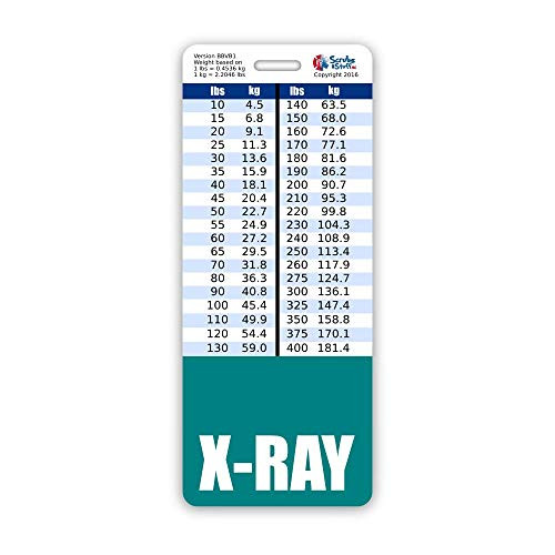 X-RAY Badge Buddy Vertical w/Height  and  Weight Conversion Charts -Oversized- Teal-