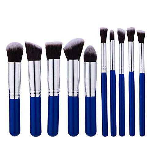 ZoePets 10pcs Premium Makeup Brush Set- Synthetic Hair Cosmetic Brush- Kabuki Brush- Foundation Face Powder Blush Eyeshadow Brushes