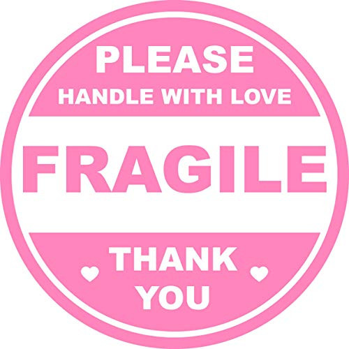 2 inch 300 PCS Pink Round Fragile Labels Circle Fragile Stickers for Shipping Mailing Envelops Cartons Pallets Adhesive Labels-Poskornwel