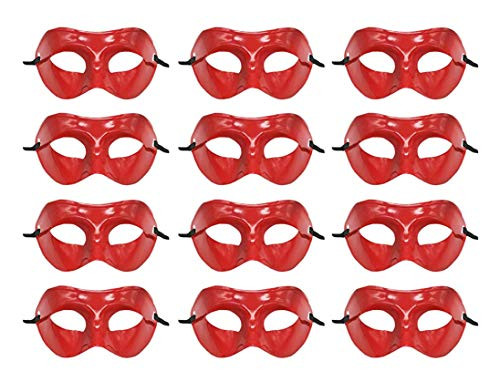 JoeYoo 12 Pcs Unisex Retro Masquerade Mask Venetian Mask Venetian Mask Mardi Gras Costume Party Acccessory -Red-