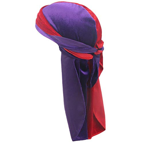 Premium Velvet Wave Durag - Silky Durag Headwraps with Extra Long Tail and Wide Straps for 360 Waves DUR10B Red Purple Premium Velvet Wave Durag - Silky Durag Headwraps with Extra Long Tail and Wide Straps for 360 Waves DUR10B Red Purple