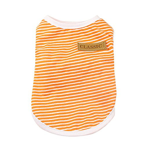 RedBrowm-Pet Dog Puppy Classic Vest T-Shirt Dog Clothes Striped Vest Apparel Summer Orange RedBrowm-Pet Dog Puppy Classic Vest T-Shirt Dog Clothes Striped Vest Apparel Summer Orange