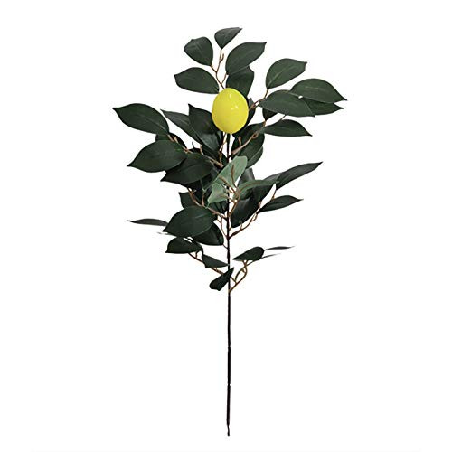RSTYS Artificial Lemon Branch- 4 pcs Lemon Branch Decoration Vivid Yellow Artificial Lemon Plants with Green Leaves Fake Fruit Props for Home or Table Centerpiece Decorations
