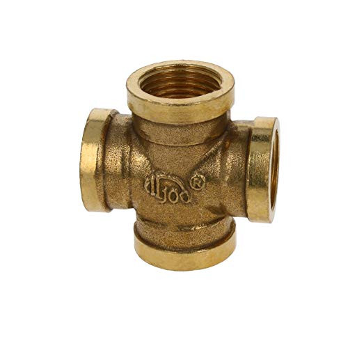 MroMax Brass Cross Pipe Fitting 1/2 PT Female Thread 4 Way Connector Coupler 1pcs