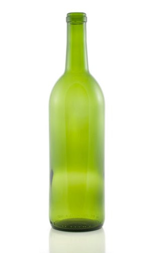 750 ML Green Bordeaux Flat Bottom Bottle -single-
