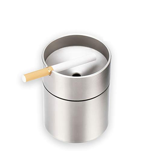 Lyricall Car Ashtray- Outdoor Windproof Stainless Steel Smokeless Ashtrays- Cigarette Ashtray for Car or Outdoor-Small-Silver-