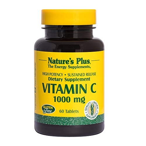 NaturesPlus Vitamin C with Rose Hips- Sustained Release - 1000 mg Ascorbic Acid- 60 Vegetarian Tablets - High Potency Immune Support- Free-Radical Defense - Gluten-Free - 60 Servings