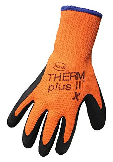 BOSS MANUFACTURING 7843L 656708 Thermal Plus Ii High-Vis Latex Coated Palm Glove- Large- Black Orange