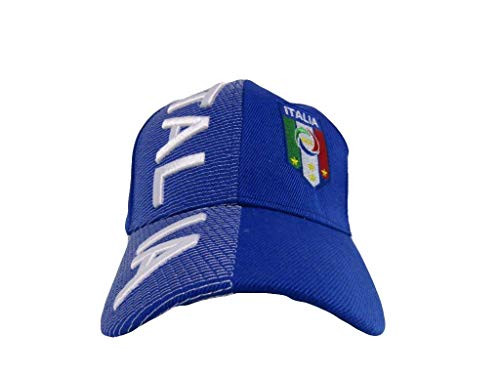 Italy Italian Italia Country Blue Embroidered Letters Flag Crest Hat Cap 3D