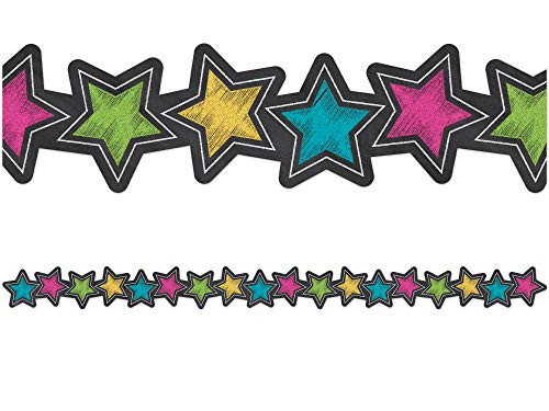 Teacher Created Resources -3569- Chalkboard Brights Stars Die-Cut Border Trim