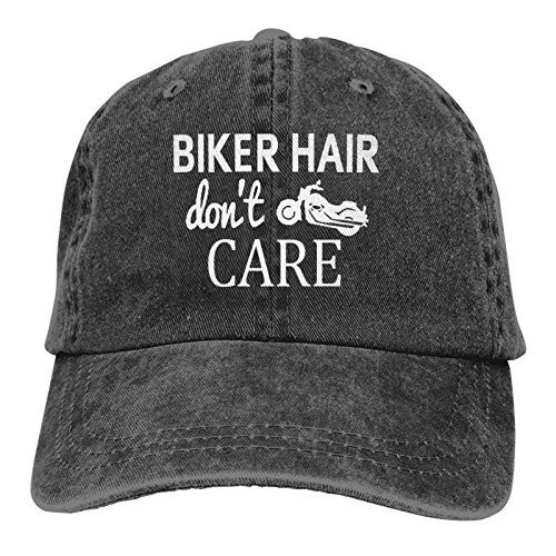 Biker Hair?Unisex Adult Vintage Washed Denim Adjustable Baseball Cap?Black Biker Hair?Unisex Adult Vintage Washed Denim Adjustable Baseball Cap?Black