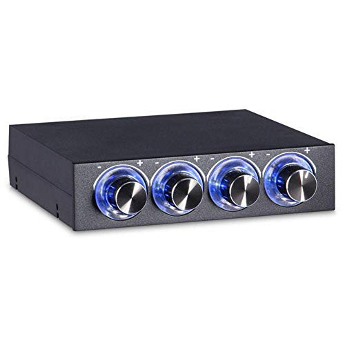 Wendry PC Fan Controller-4 Channels for Speed and Temperature Controlling-Effectively for Heat reducing-Reduce Noise for Computer Fan Speed Temperature Controller Heat Reducing for PC with Blue LED
