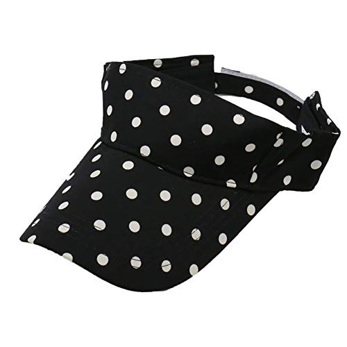 Stylish Polka Dot Sport Sun Visor Hat for Women for Beach Tennis Golf Running Hiking Adjustable Cap Red White -Black-