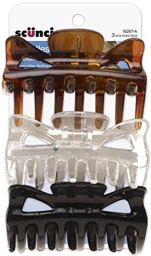 Scunci Effortless Beauty Basic Jaw Clips-9 Cm- - 2 Packs Of 3 Count   6 Count