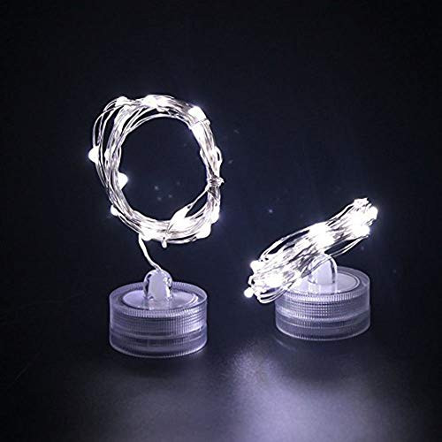 Lotus.flower 10 LED String Light-Waterproof Outdoor  and  Indoor Decorative Lights - Waterproof Fairy Light Copper Wire String Lights Base Lamp -White-