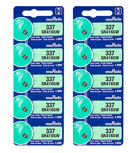 Murata 337 SR416SW Battery 1.55V Silver Oxide Watch Button Cell - Replaces Sony 337 -10 Batteries-