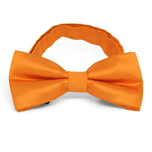 TieMart Pre-Tied Adjustable Band Collar Bow Tie -Orange-