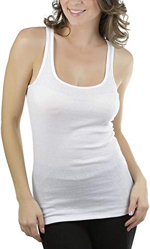 ToBeInStyle Women's Essential Ribbed Racerback Tank Top - White - L