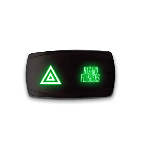 GPS - Green - STARK 5-PIN HORIZONTAL Laser Etched LED Rocker Switch Dual Light - 20A 12V ON/OFF