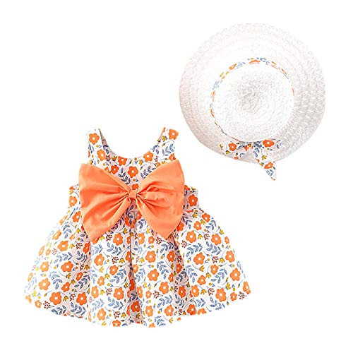 Summer Baby Girls Dress- Toddler Child Baby Girl Summer Bowknot Print Suspender Dress Strap Princess Party Casual Dresses with Hat -Orange- 80- Summer Baby Girls Dress- Toddler Child Baby Girl Summer Bowknot Print Suspender Dress Strap Princess Party Casual Dresses with Hat -Orange- 80-