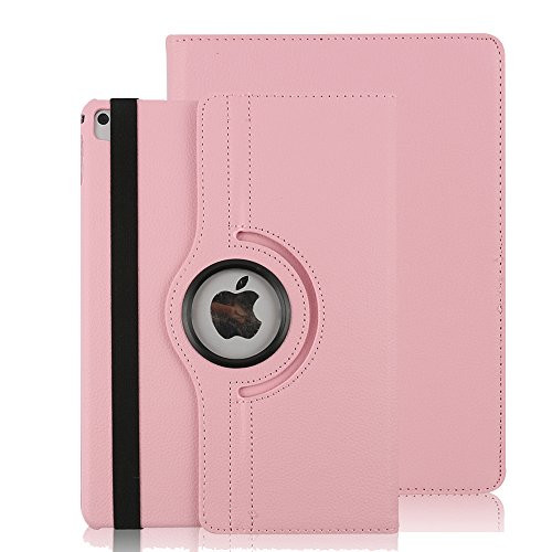 Dream Wings iPad 9.7 2018/2017 Case Cover, 360 Degrees Rotating Multi Angles Stand with Auto Sleep/Wake Smart Case for Apple iPad 9.7 inch 2017 and New 2018 Model Tablet (iPad 9.7 2018, Pink)