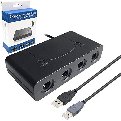 Gamecube Adapter, Wii U Gamecube Controller Adapter with Turbo and Home Buttons for Wii U, PC, Switch, 4 Port, Switch Gamecube Adapter(Improved Version)