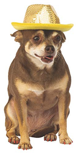 Rubie's Fedora Pet Costume Accessory- Small/Medium- Gold Sequin