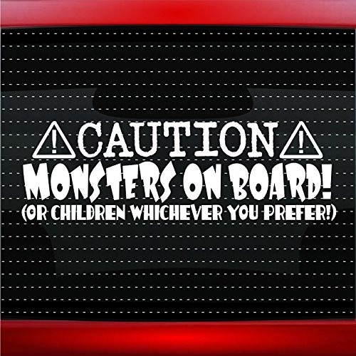 Noizy Graphics Caution Monsters On Board  Car Sticker Truck Window Vinyl Decal Orange